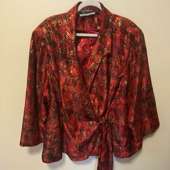 Added Dimensions Red Gold belted Jacket 4X NWOT - Picture 5 of 11